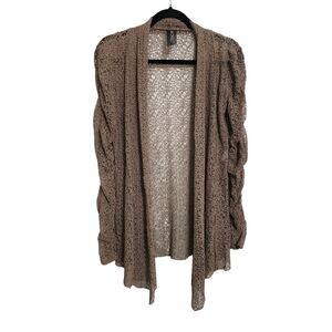 Vintage Saopaulo Cardigan Top 8 Open Front Ruched Sleeve Earthy Forest Fairy